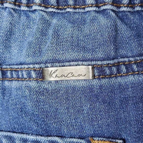 Kancan Womens Raw Hem High RIse Whiskered Distressed Denim Blue Jeans Size 1/24 - Picture 13 of 14